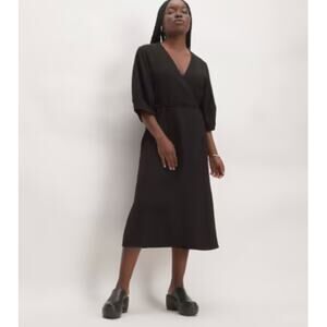 Everlane SZ 8 The City Stripe Wrap Dress Black NWT